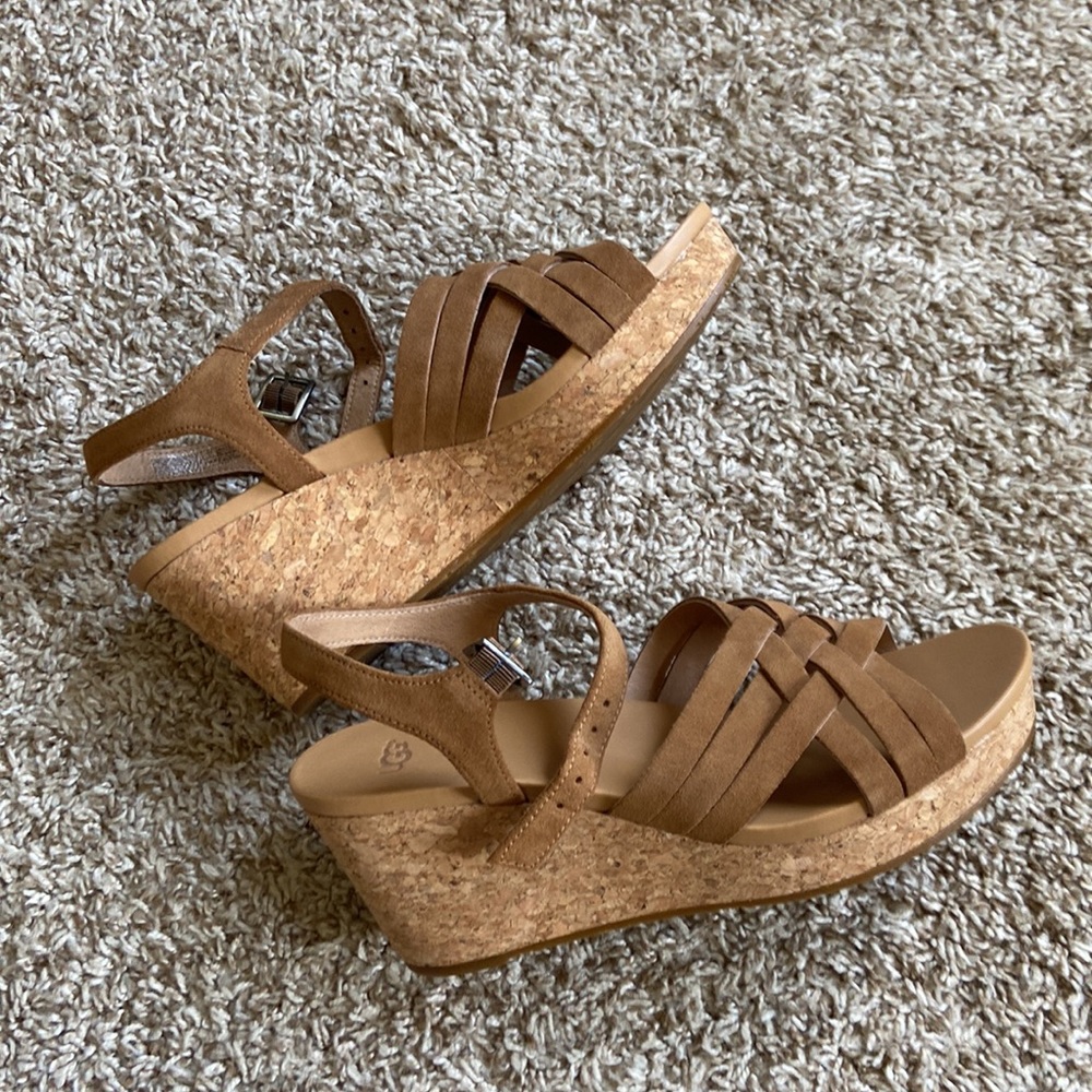 New! UGG cork wedge sandals